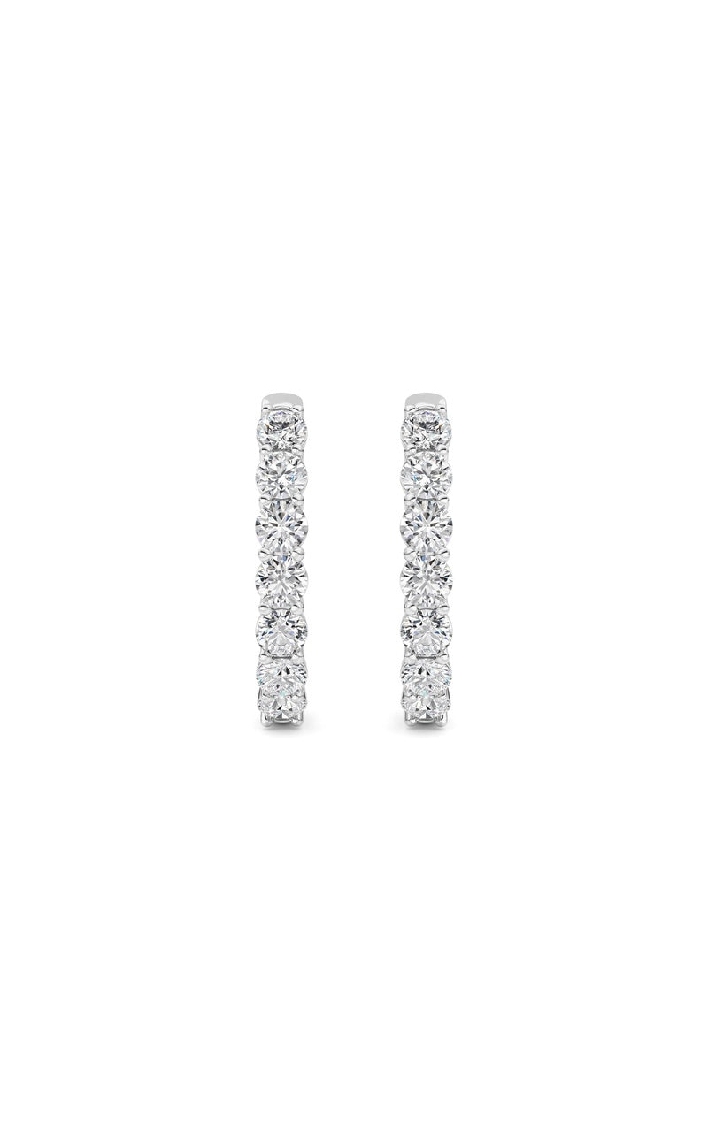 3 Cttw Inside out Hoop Earrings in 14K White Gold, 14K White Gold