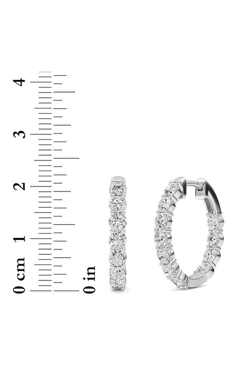 3 Cttw Inside out Hoop Earrings in 14K White Gold, 14K White Gold
