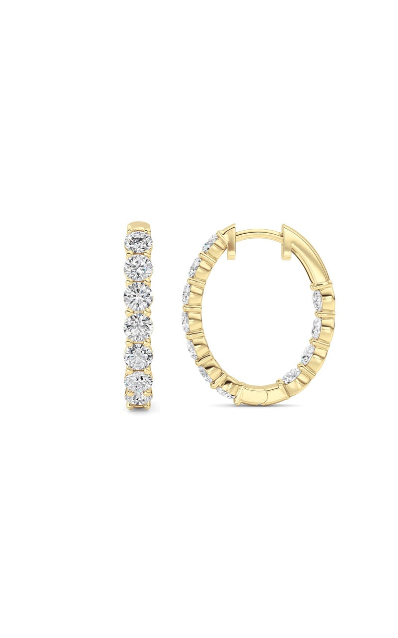 3 Cttw Inside out Hoop Earrings in 14K White Gold, 14K Yellow Gold