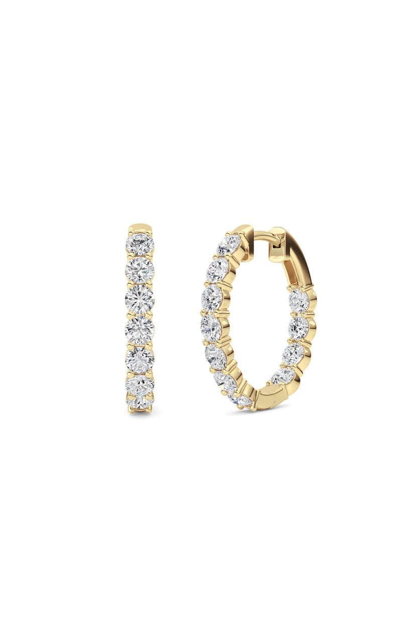 3 Cttw Inside out Hoop Earrings in 14K White Gold, 14K Yellow Gold