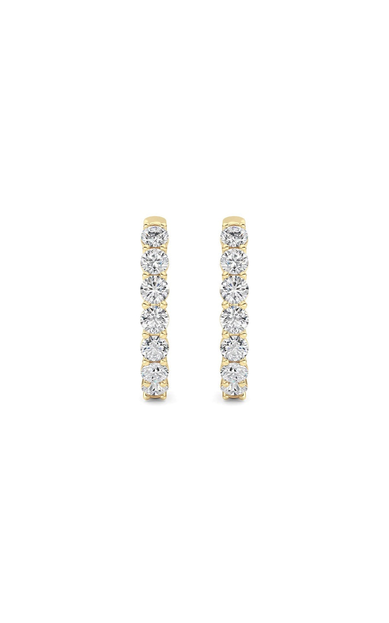 3 Cttw Inside out Hoop Earrings in 14K White Gold, 14K Yellow Gold
