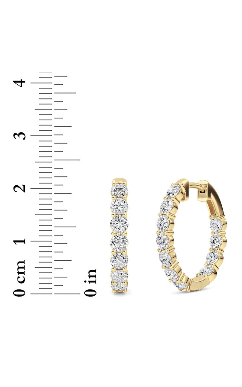 3 Cttw Inside out Hoop Earrings in 14K White Gold, 14K Yellow Gold