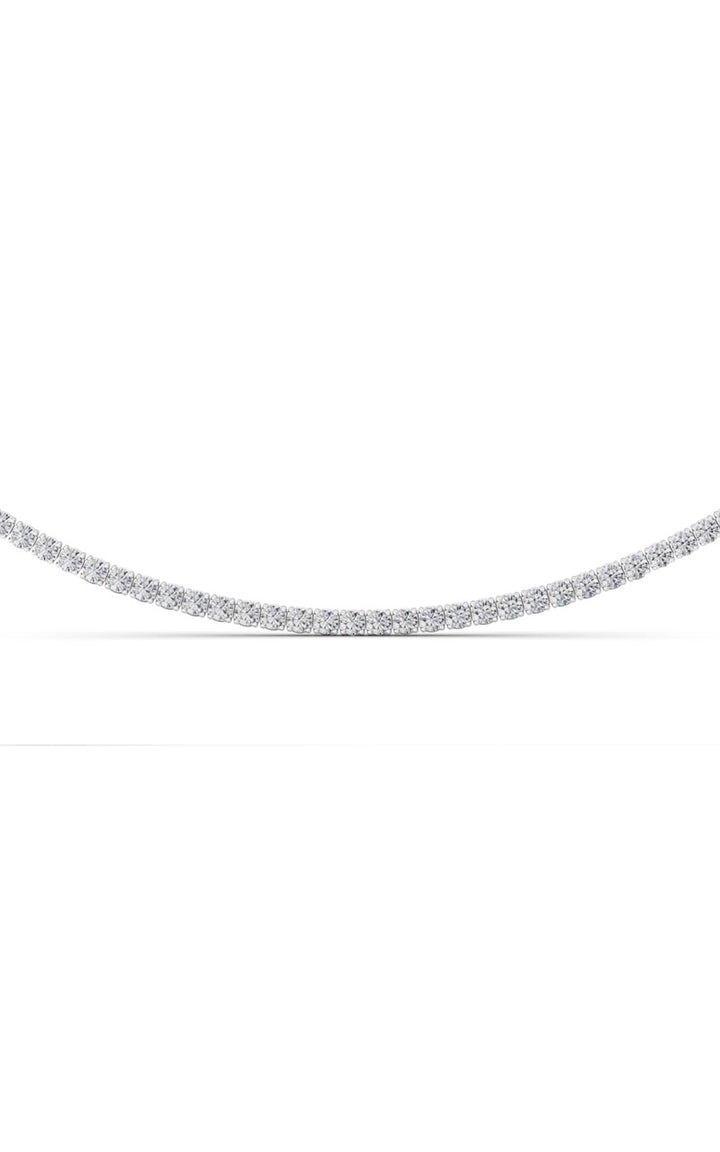 10 Cttw Round Brilliant Tennis Necklace in 14K White Gold Over Sterling Silver