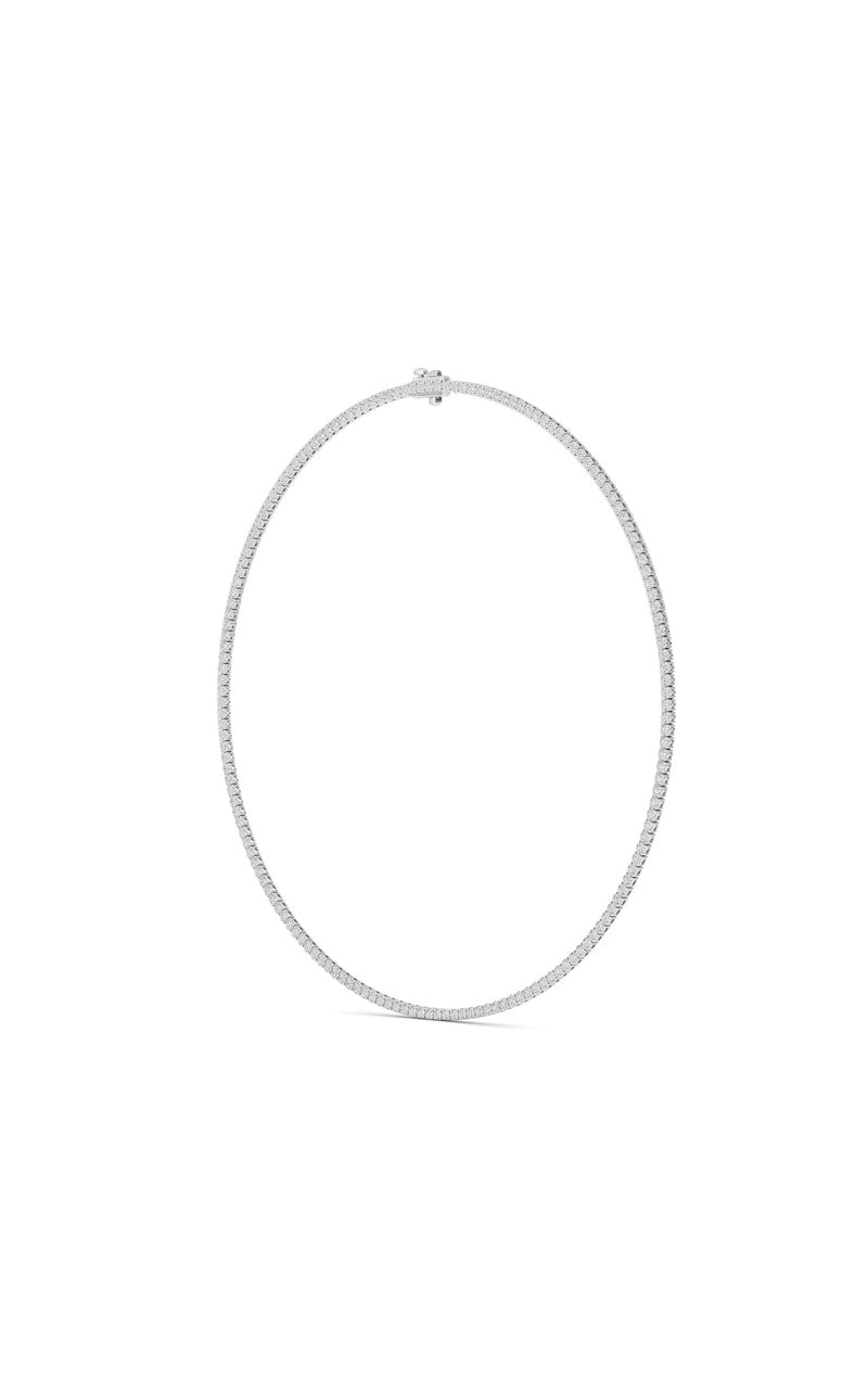 10 Cttw Round Brilliant Tennis Necklace in 14K White Gold Over Sterling Silver, Silver|14K White Gold