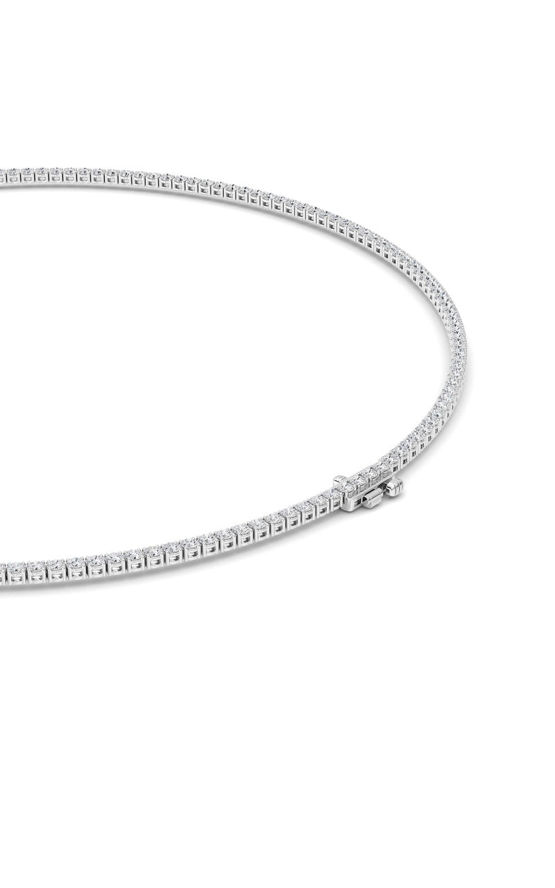 10 Cttw Round Brilliant Tennis Necklace in 14K White Gold Over Sterling Silver, Silver|14K White Gold