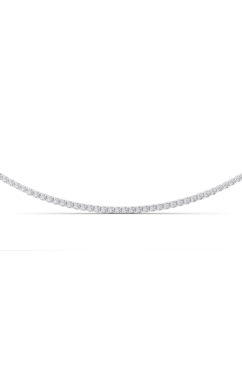 5 Cttw Round Brilliant Tennis Necklace in 14K White Gold Over Sterling Silver, Silver|14K White Gold