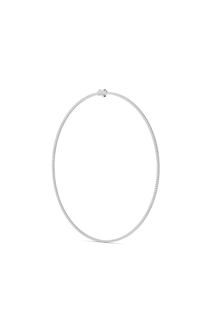 5 Cttw Round Brilliant Tennis Necklace in 14K White Gold Over Sterling Silver, Silver|14K White Gold