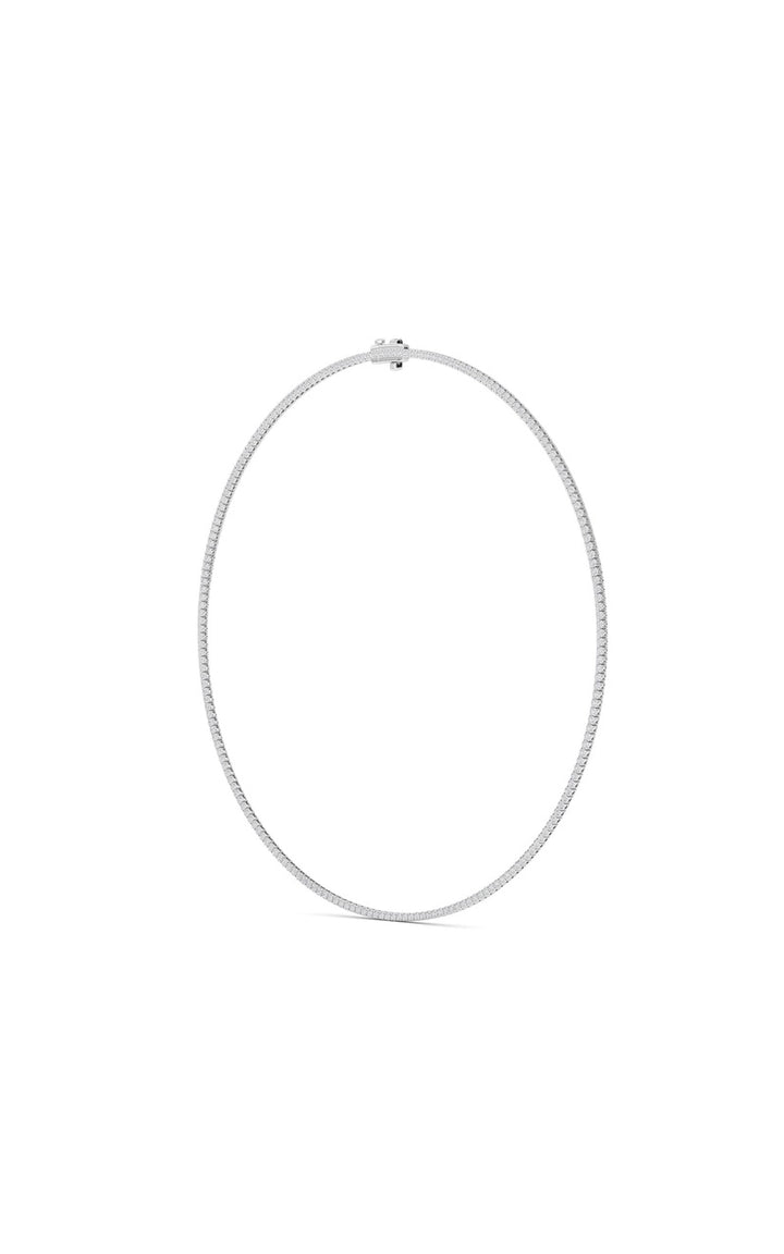 5 Cttw Round Brilliant Tennis Necklace in 14K White Gold Over Sterling Silver