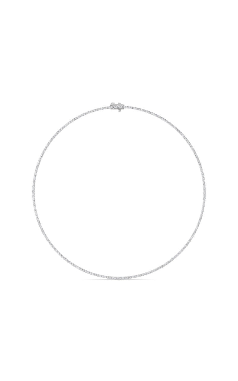 5 Cttw Round Brilliant Tennis Necklace in 14K White Gold Over Sterling Silver, Silver|14K White Gold