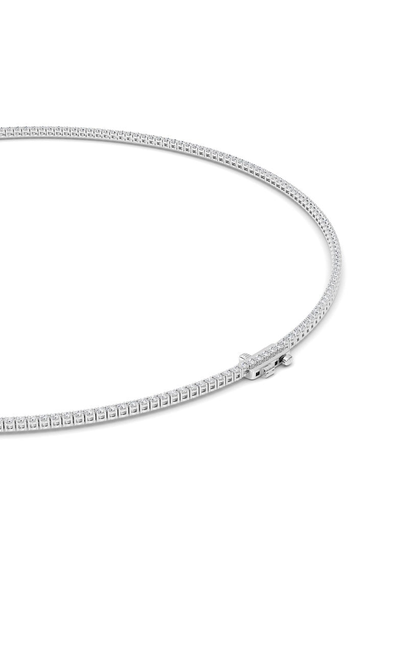 5 Cttw Round Brilliant Tennis Necklace in 14K White Gold Over Sterling Silver, Silver|14K White Gold