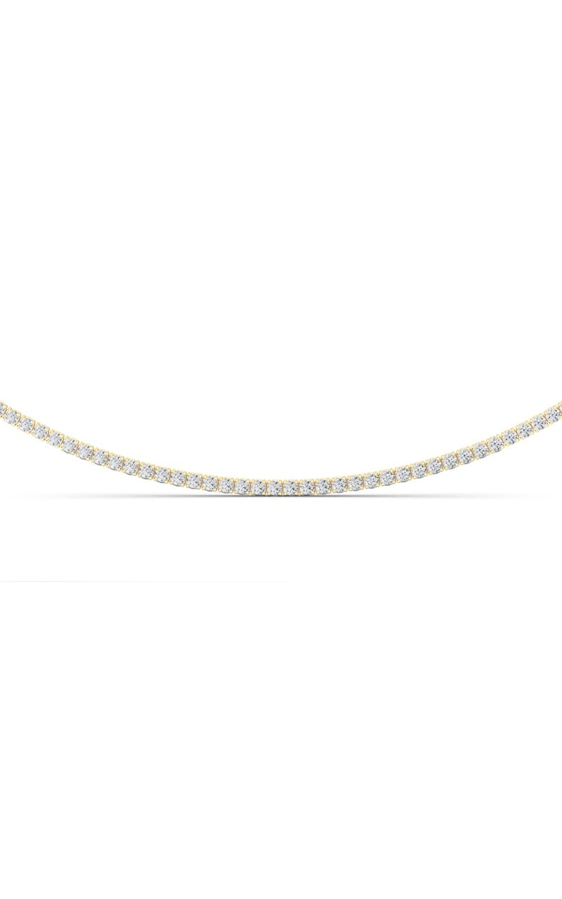 5 Cttw Round Brilliant Tennis Necklace in 14K White Gold Over Sterling Silver, Silver|14K Yellow Gold