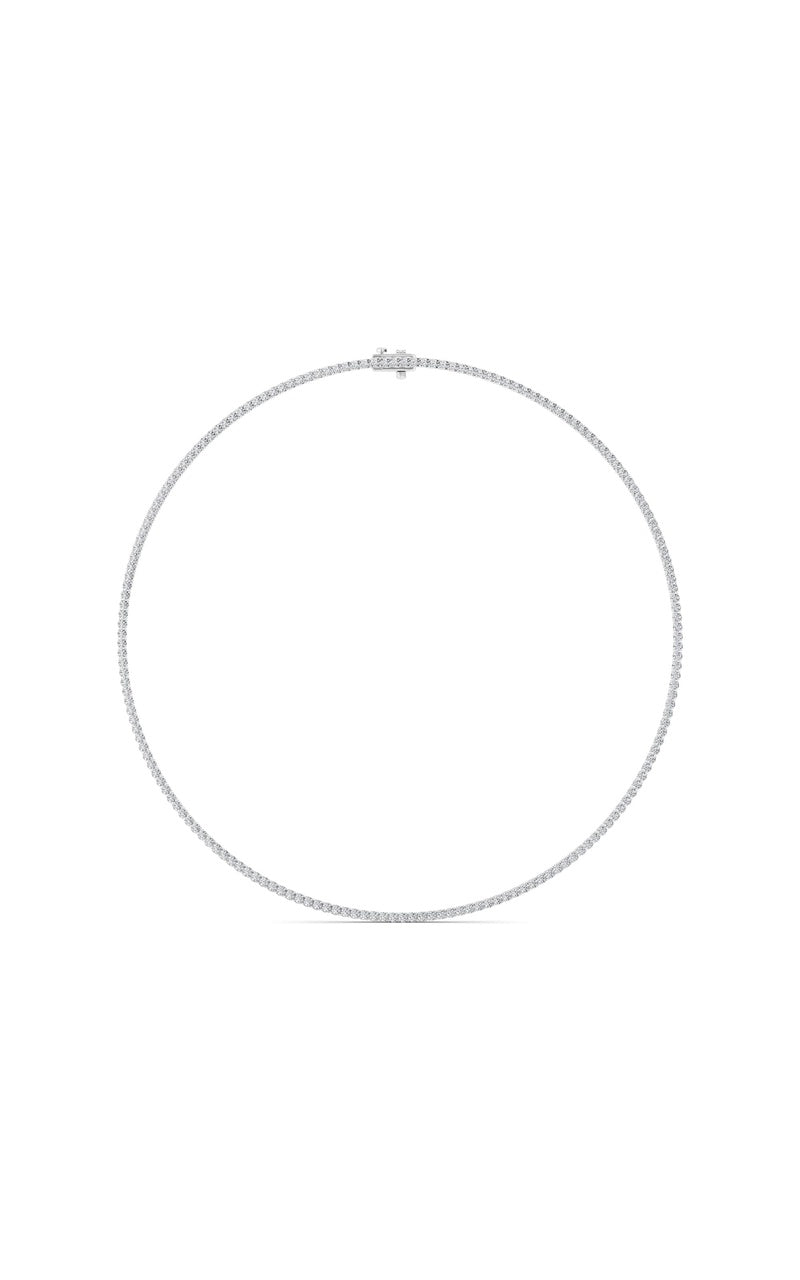 7 Cttw Round Brilliant Tennis Necklace in 14K White Gold Over Sterling Silver