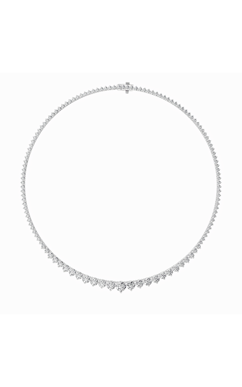 10 Cttw Graduated Tennis Necklace in 14K White Gold, 14K White Gold