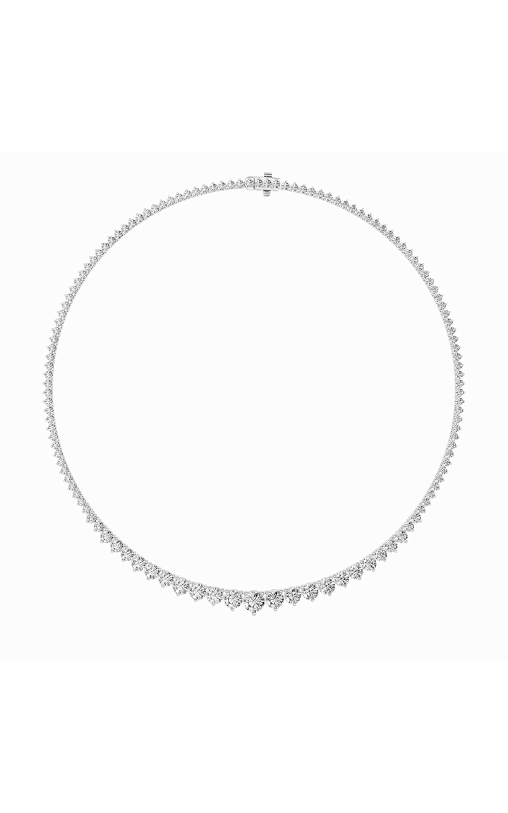 10 Cttw Graduated Tennis Necklace in 14K White Gold