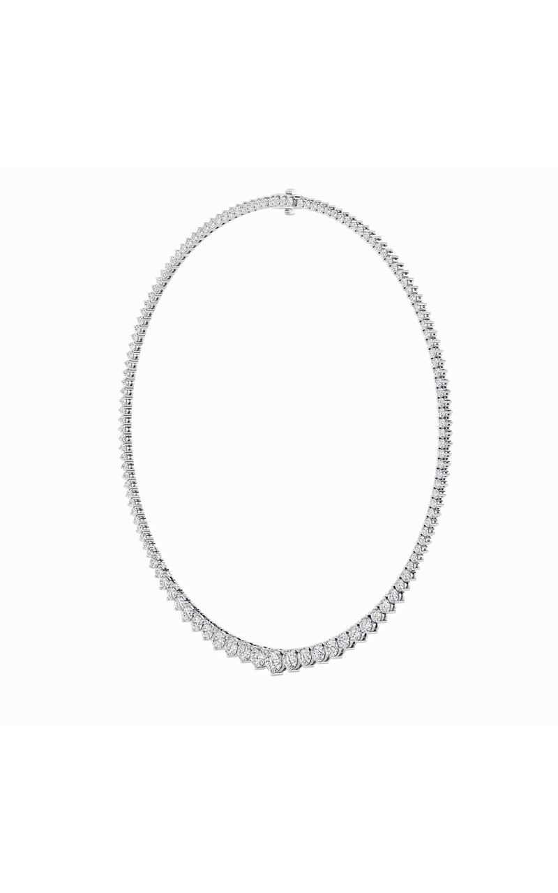 10 Cttw Graduated Tennis Necklace in 14K White Gold, 14K White Gold