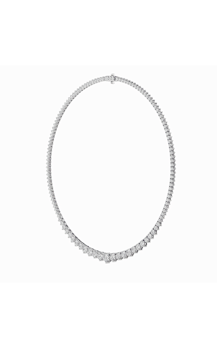 10 Cttw Graduated Tennis Necklace in 14K White Gold