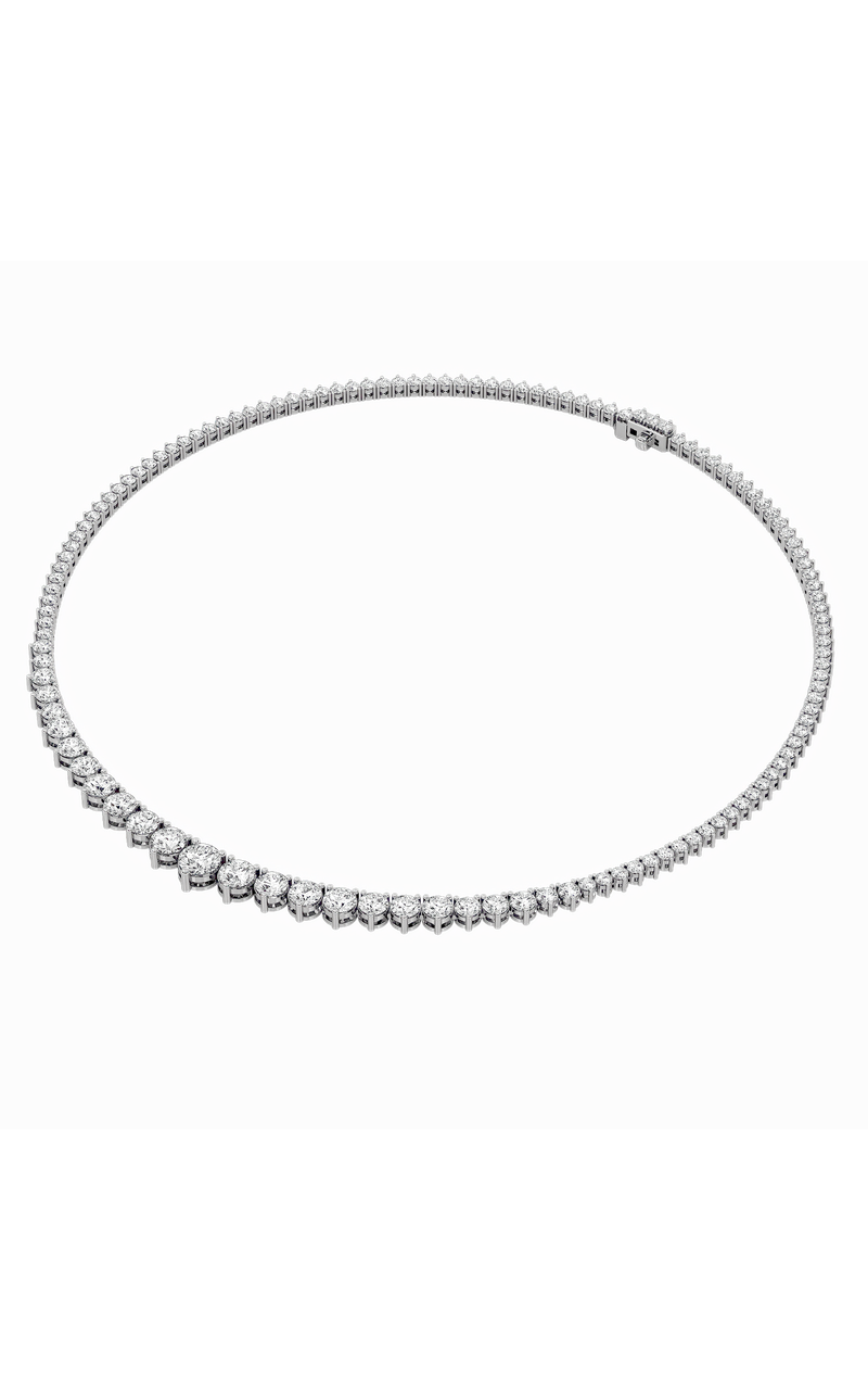10 Cttw Graduated Tennis Necklace in 14K White Gold, 14K White Gold