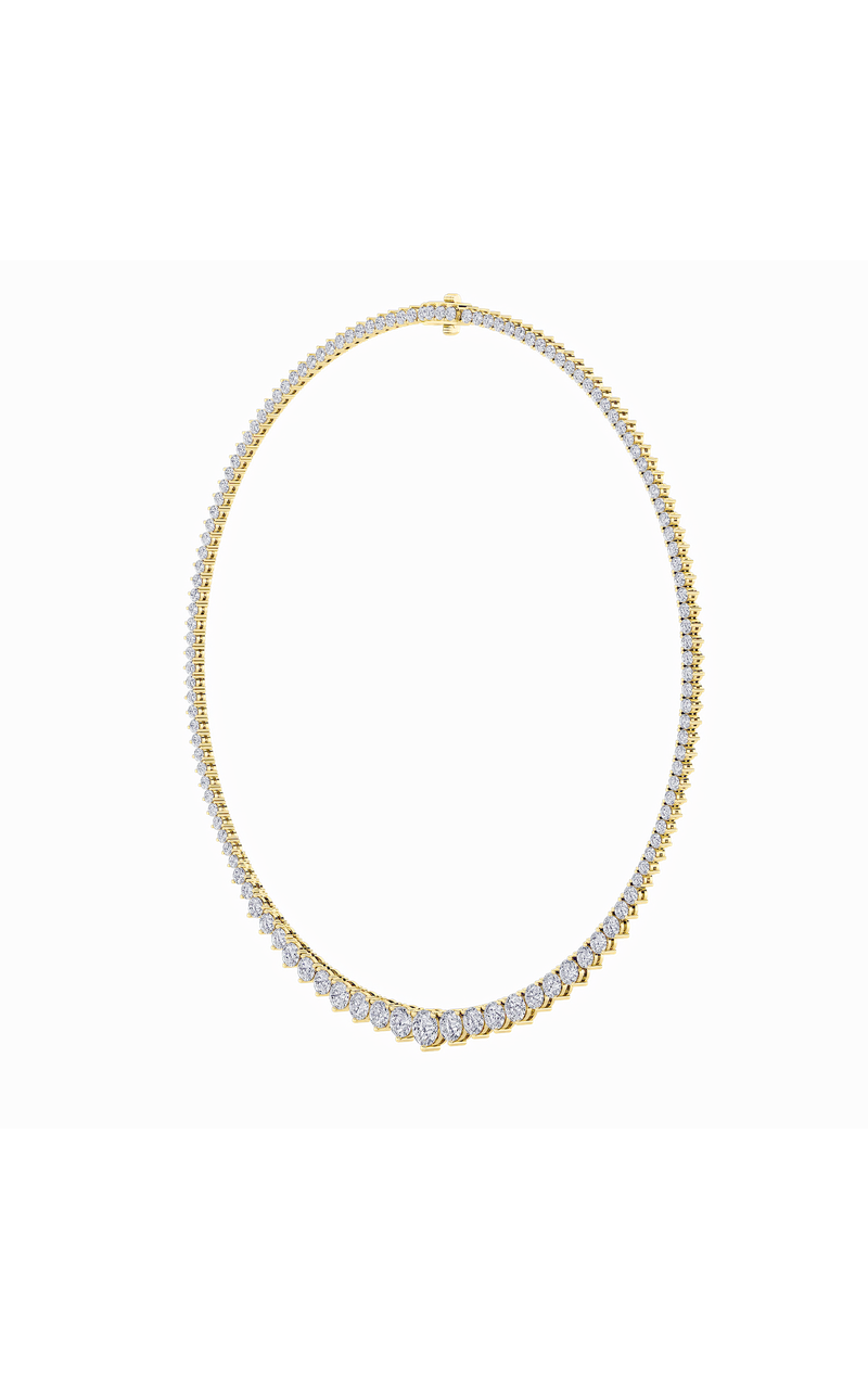 10 Cttw Graduated Tennis Necklace in 14K White Gold, 14K Yellow Gold