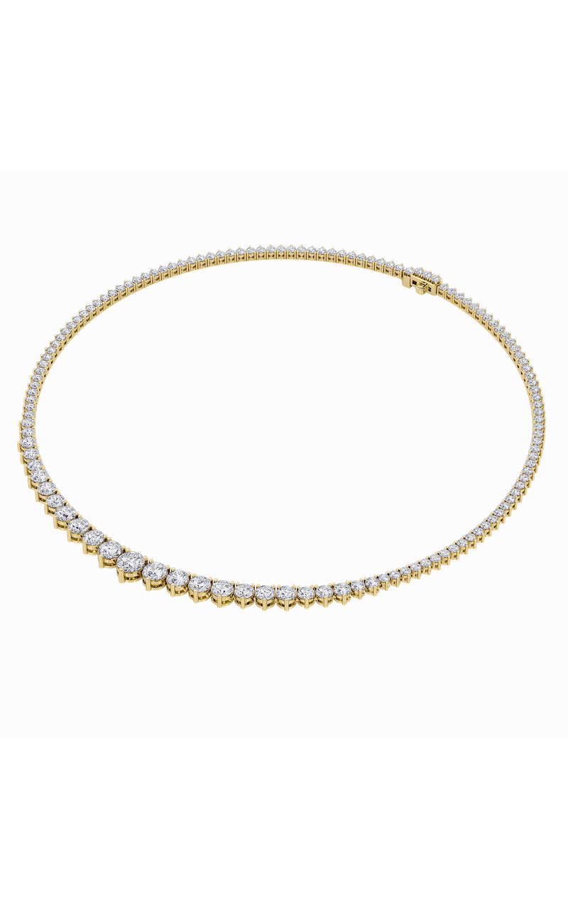 10 Cttw Graduated Tennis Necklace in 14K White Gold, 14K Yellow Gold