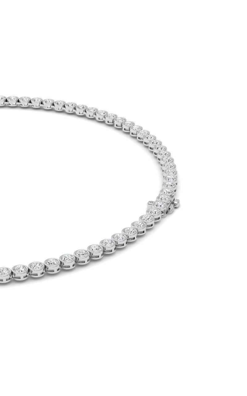 7 Cttw Bezel Set Tennis Necklace in 14K White Gold, 14K White Gold