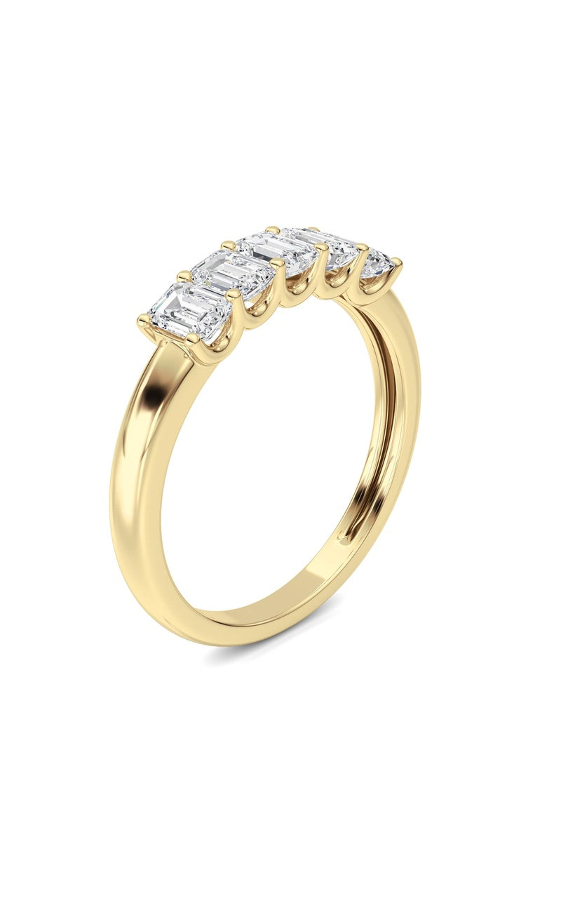 1 Cttw Five Stone Band Ring in 14K White Gold, 14K Yellow Gold