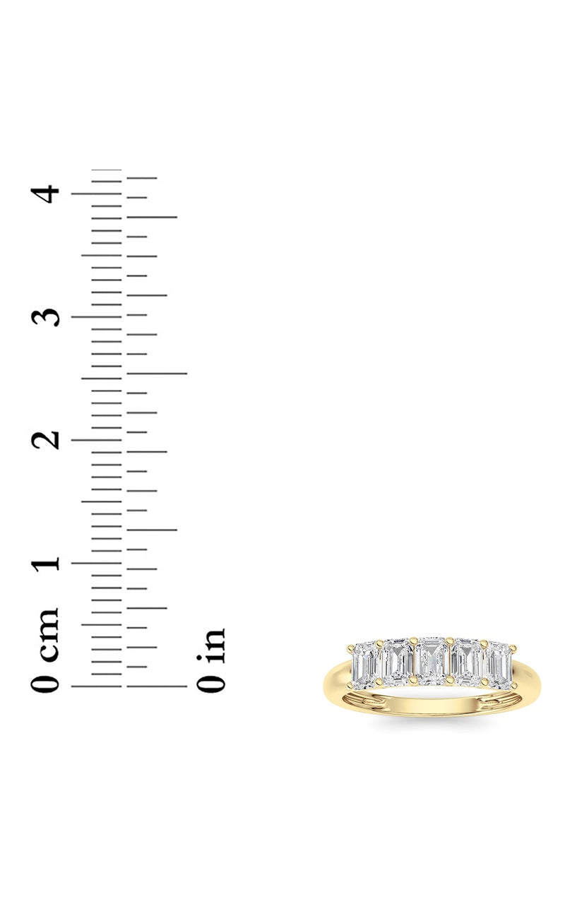 1 Cttw Five Stone Band Ring in 14K White Gold, 14K Yellow Gold