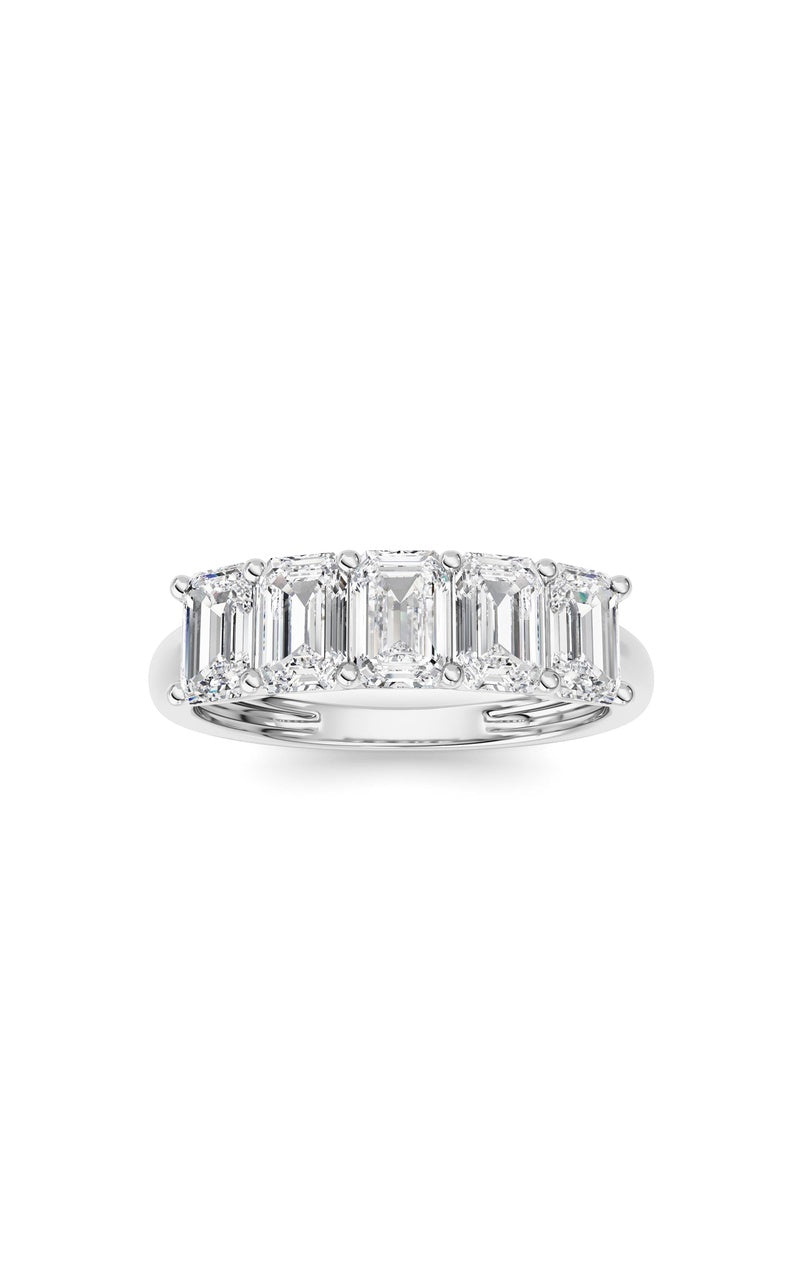 2 Cttw Five Stone Band Ring in 14K White Gold, 14K White Gold