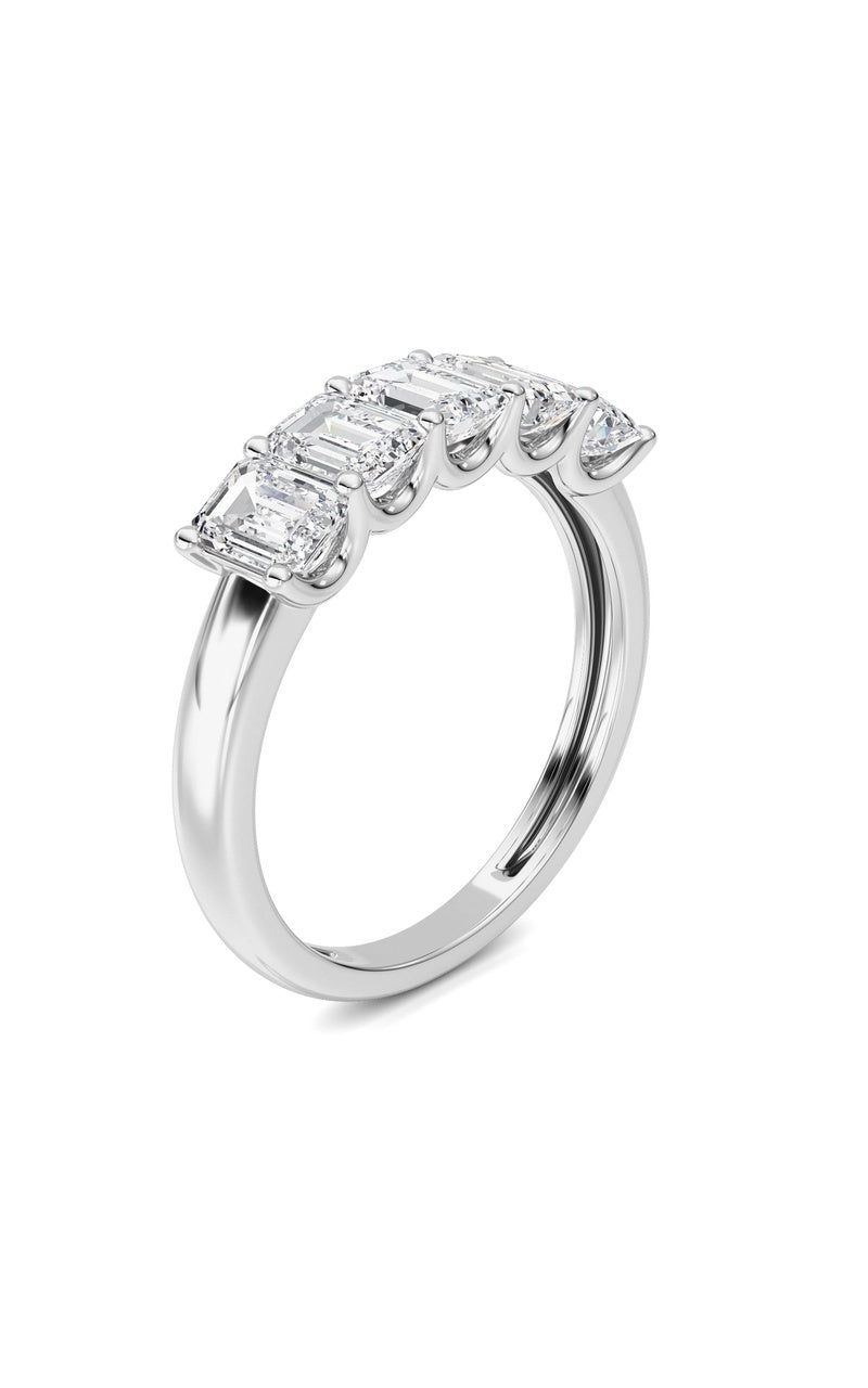 2 Cttw Five Stone Band Ring in 14K White Gold, 14K White Gold