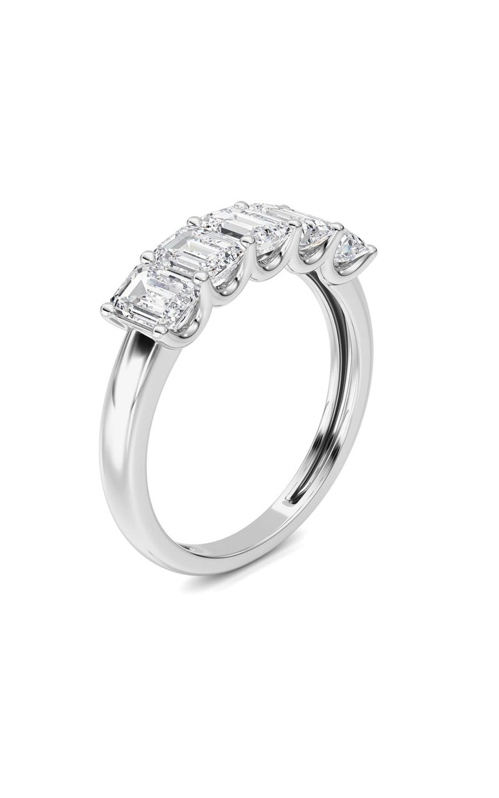 2 Cttw Five Stone Band Ring in 14K White Gold