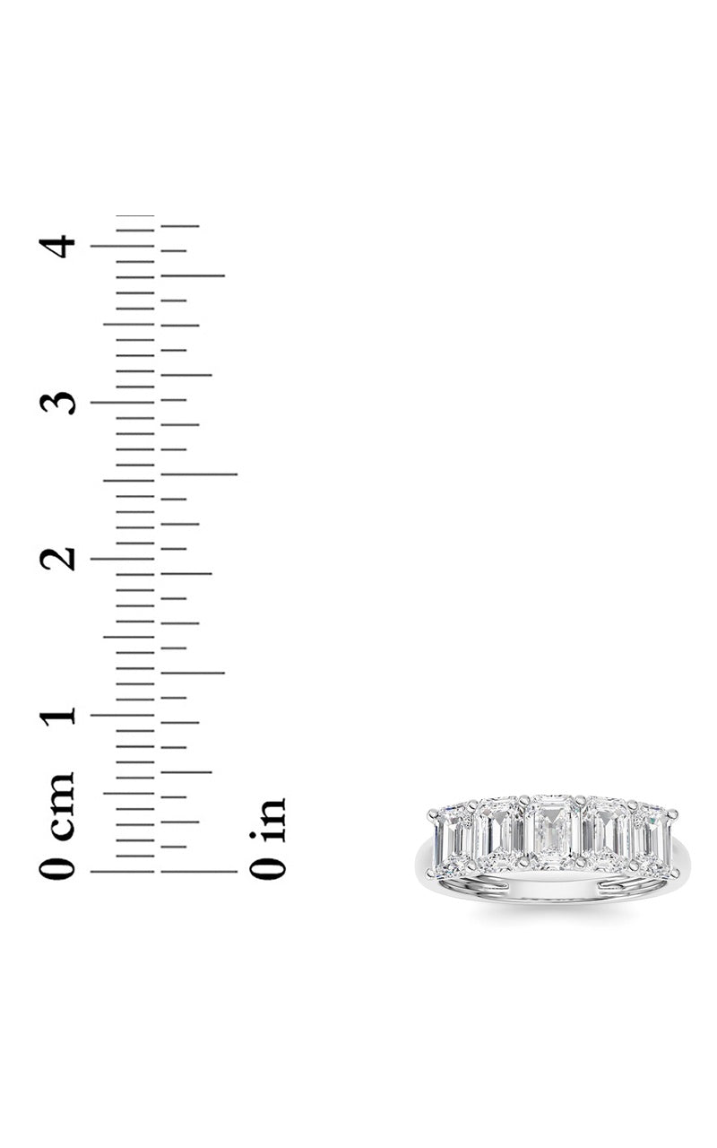 2 Cttw Five Stone Band Ring in 14K White Gold, 14K White Gold