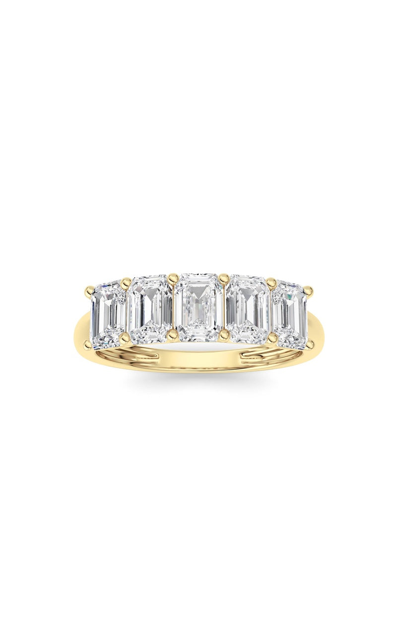 2 Cttw Five Stone Band Ring in 14K White Gold, 14K Yellow Gold