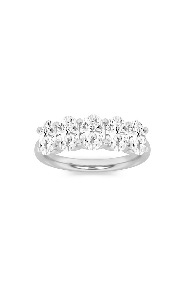 1 Cttw Five Stone Band Ring in 14K White Gold