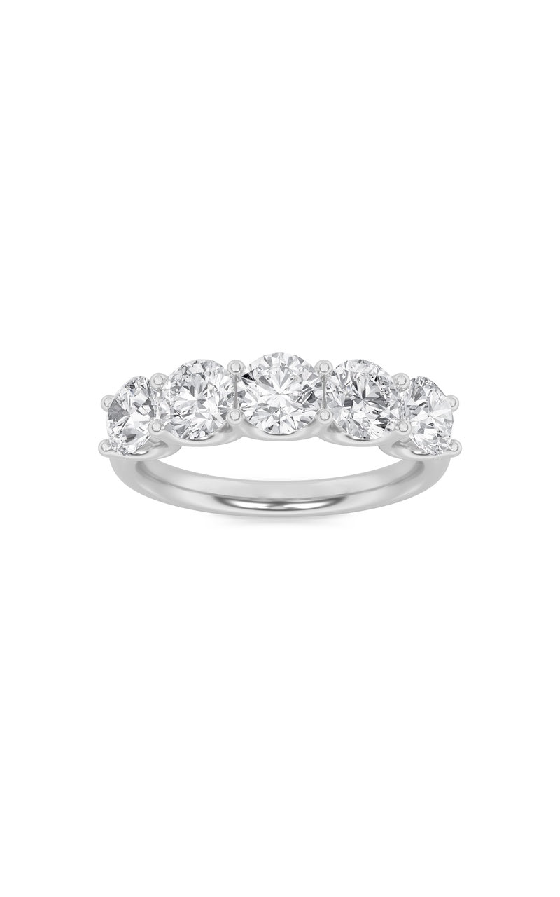 1 Cttw Five Stone Band Ring in 14K White Gold, 14K White Gold