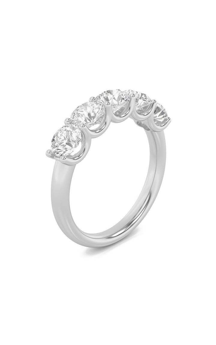 1 Cttw Five Stone Band Ring in 14K White Gold