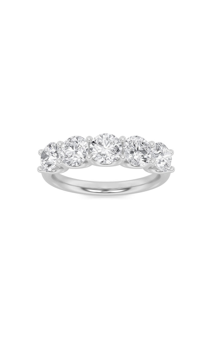 2 Cttw Five Stone Band Ring in 14K White Gold