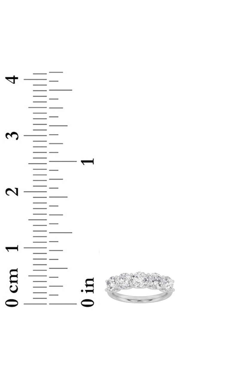 2 Cttw Five Stone Band Ring in 14K White Gold, 14K White Gold
