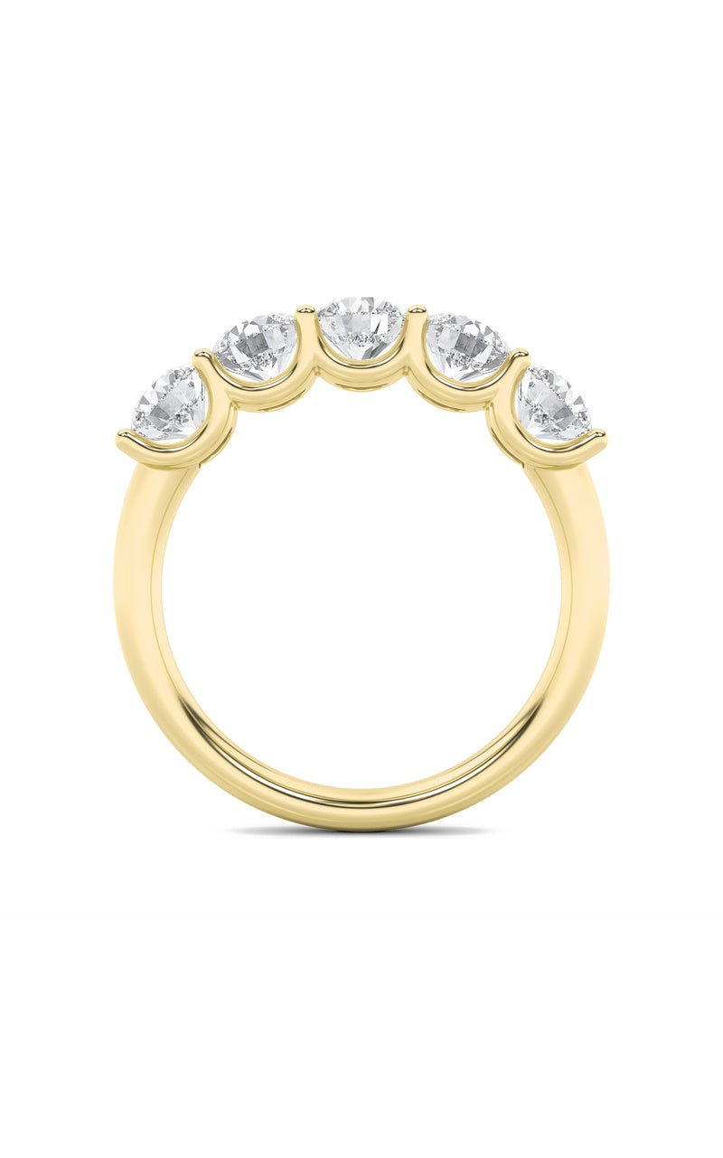 2 Cttw Five Stone Band Ring in 14K White Gold, 14K Yellow Gold