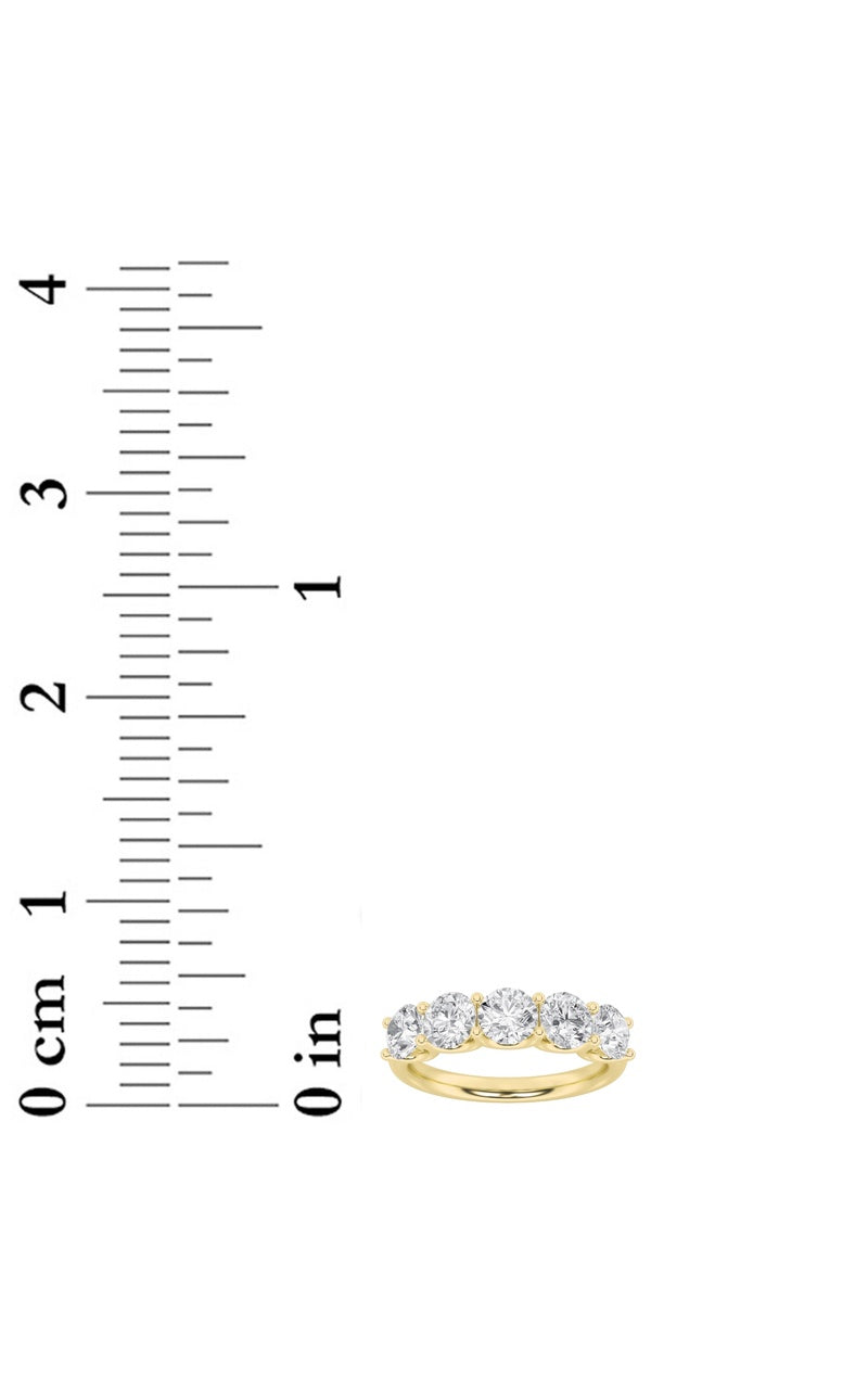 2 Cttw Five Stone Band Ring in 14K White Gold, 14K Yellow Gold