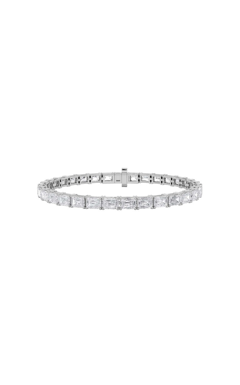 13Cttw Emerald Shaped Lab Grown Diamond (F/VS) Classic Line Bracelet in 14K Gold