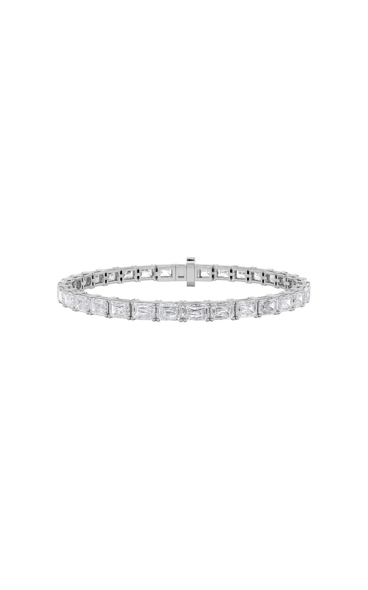 13Cttw Emerald Shaped Lab Grown Diamond (F/VS) Classic Line Bracelet in 14K Gold