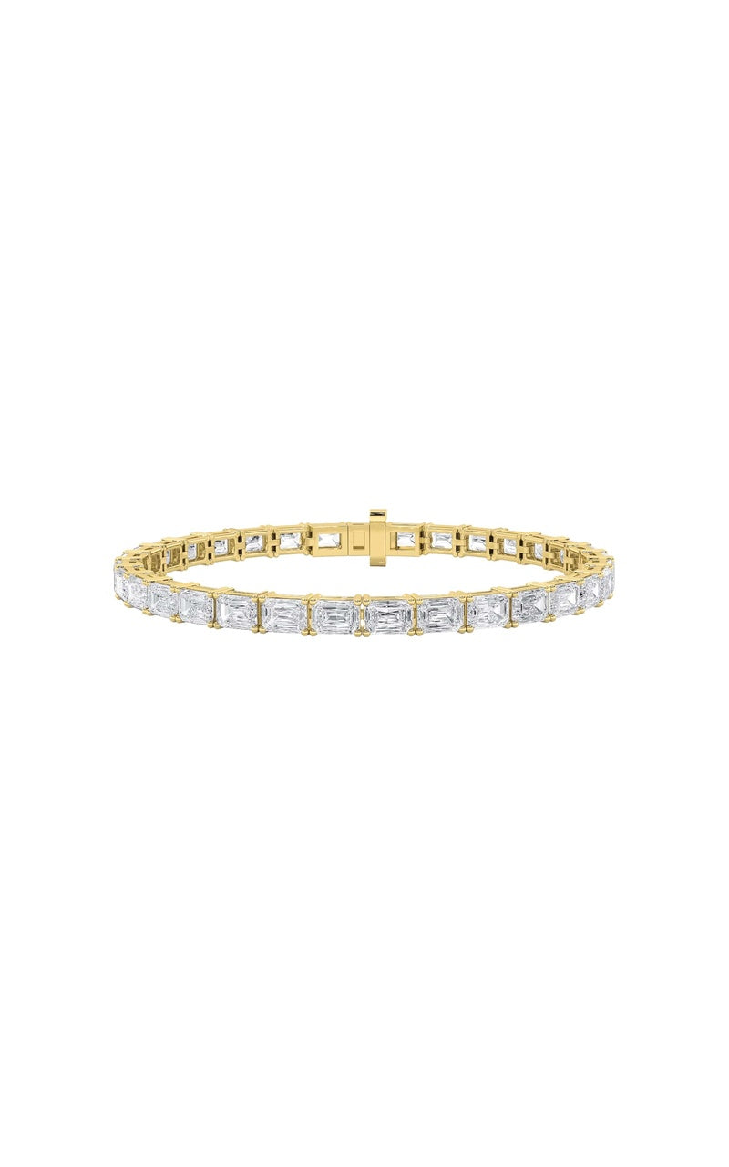 13Cttw Emerald Shaped Lab Grown Diamond (F/VS) Classic Line Bracelet in 14K Gold