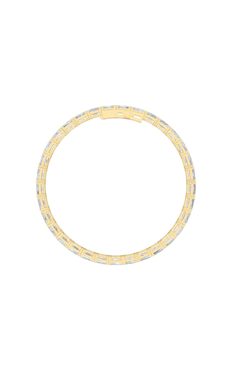 13Cttw Emerald Shaped Lab Grown Diamond (F/VS) Classic Line Bracelet in 14K Gold