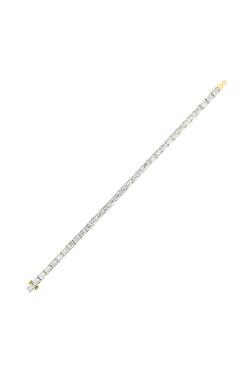 13Cttw Emerald Shaped Lab Grown Diamond (F/VS) Classic Line Bracelet in 14K Gold