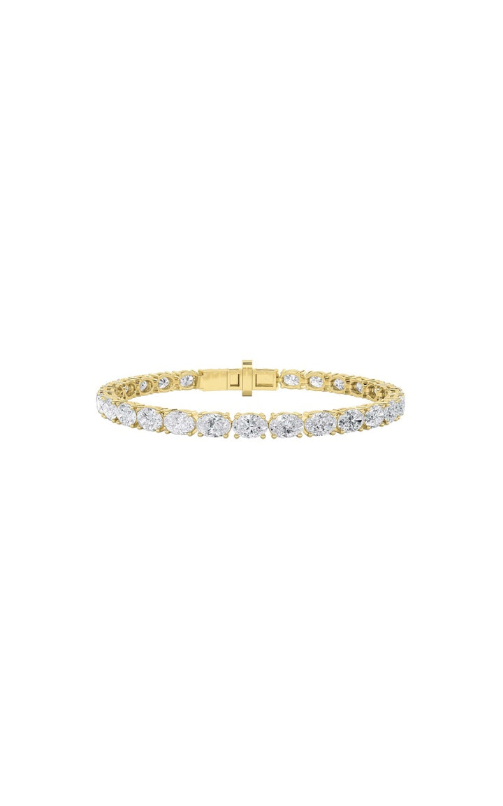 10CTW Oval Shaped Lab Grown Diamond (G/VS) Tennis Bracelet in 14K Gold