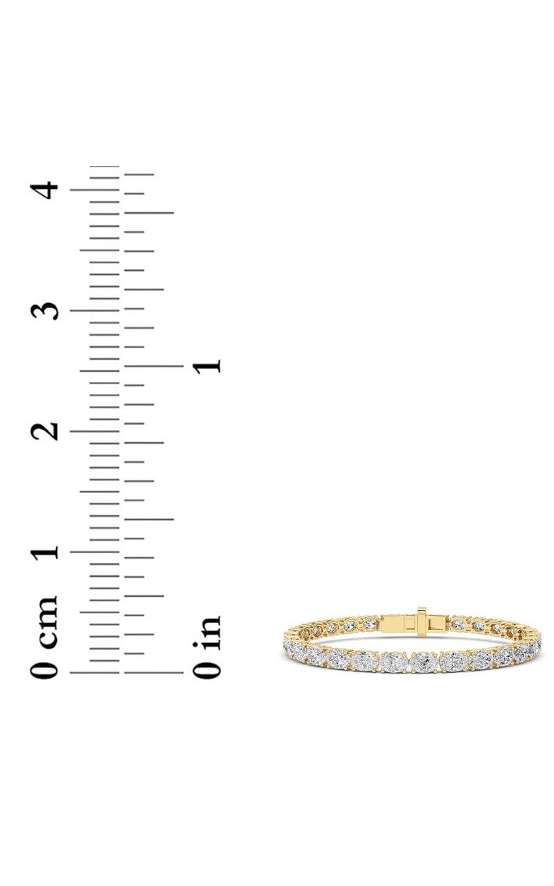 13Cttw Oval Shaped Lab Grown Diamond (F/VS) Classic Line Bracelet in 14K Gold