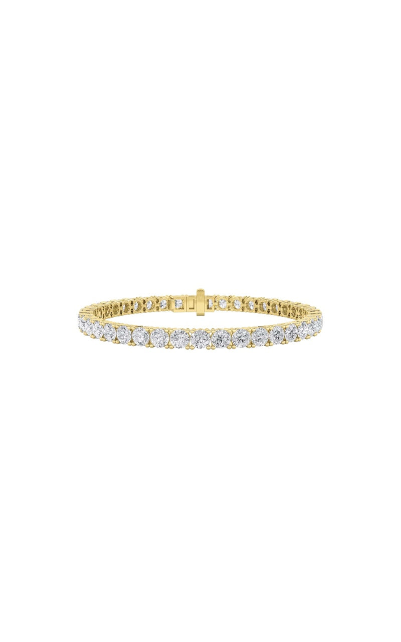 12CTW Round Shaped Lab Grown Diamond (F/VS) Tennis Bracelet in 14K Gold