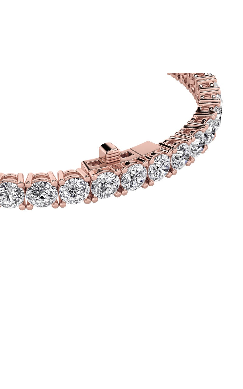 8CTW Round Shaped Lab Grown Diamond (G/VS) Tennis Bracelet in 14K Gold