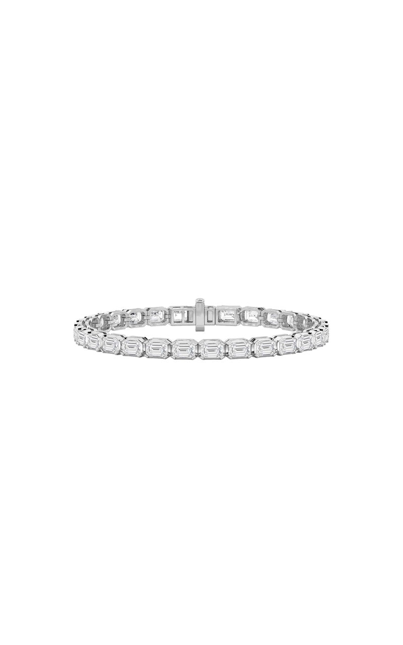 10Cttw Emerald Shaped Lab Grown Diamond (F/VS) Tennis Bracelet in 14K Gold