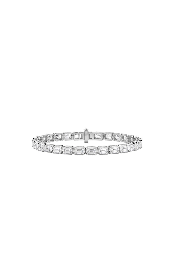 10Cttw Emerald Shaped Lab Grown Diamond (F/VS) Tennis Bracelet in 14K Gold