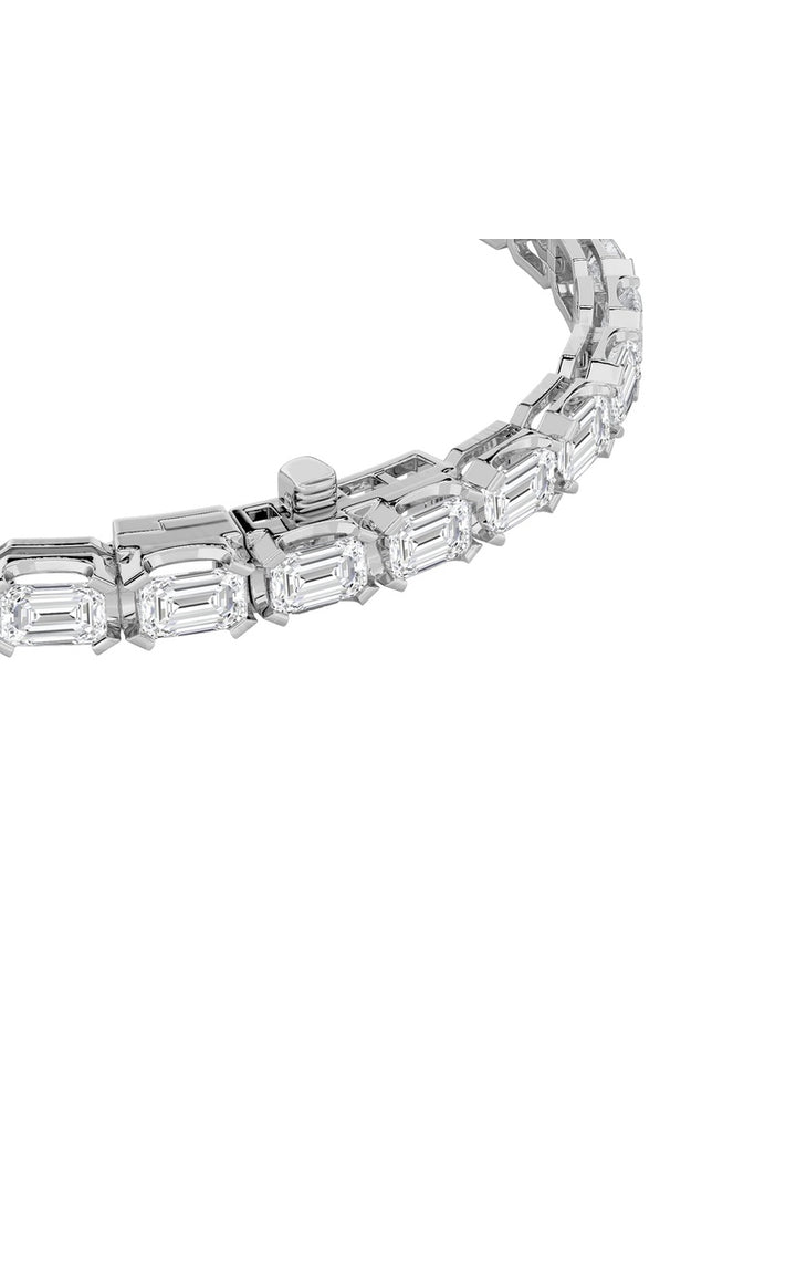 10CTW Emerald Shaped Lab Grown Diamond (F/VS) Tennis Bracelet in 14K Gold